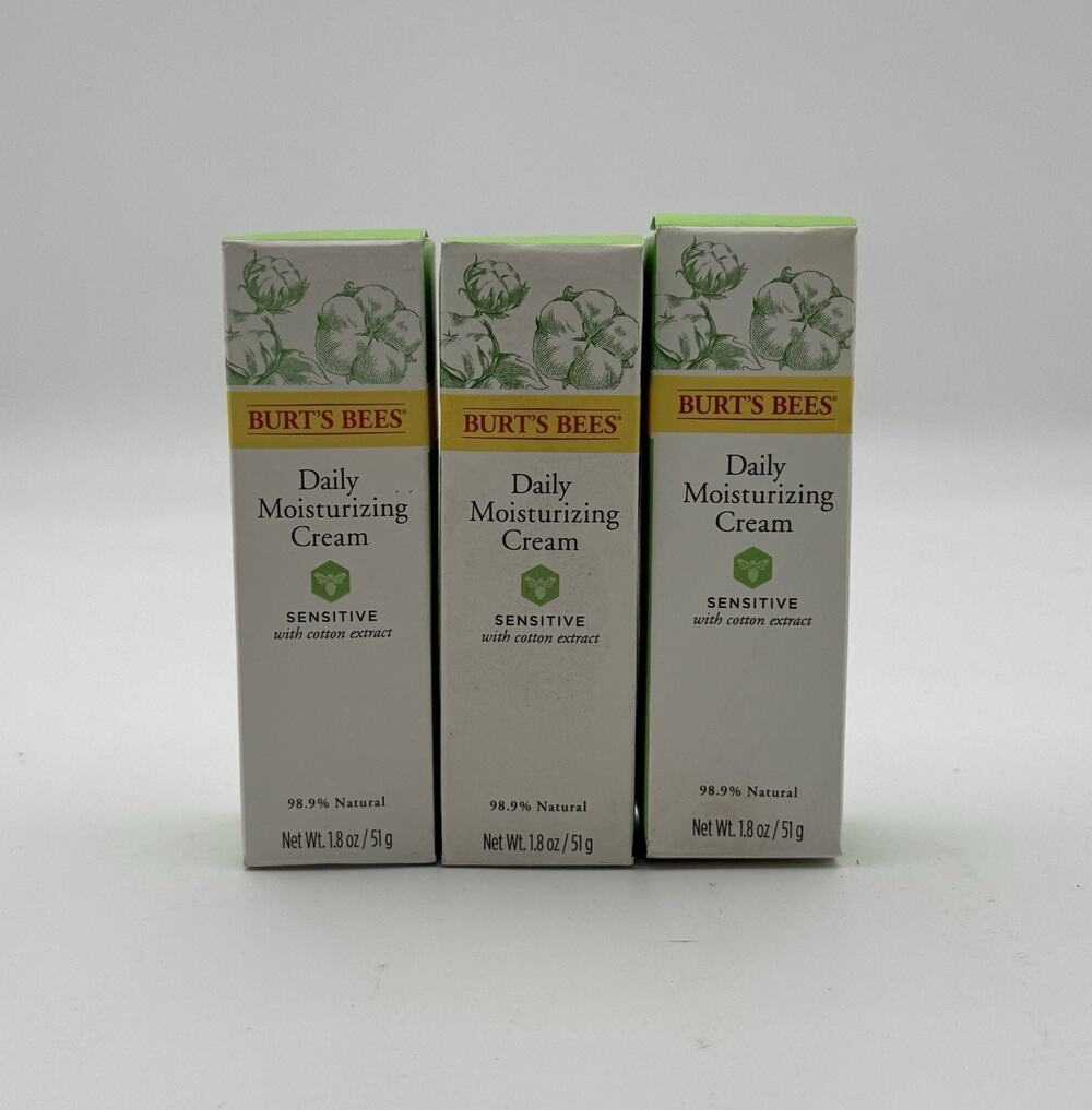 Burt's Bees Sensitive Daily Moisturizing Cream 1.8 oz NEW & SEALED [Pack of 3]
